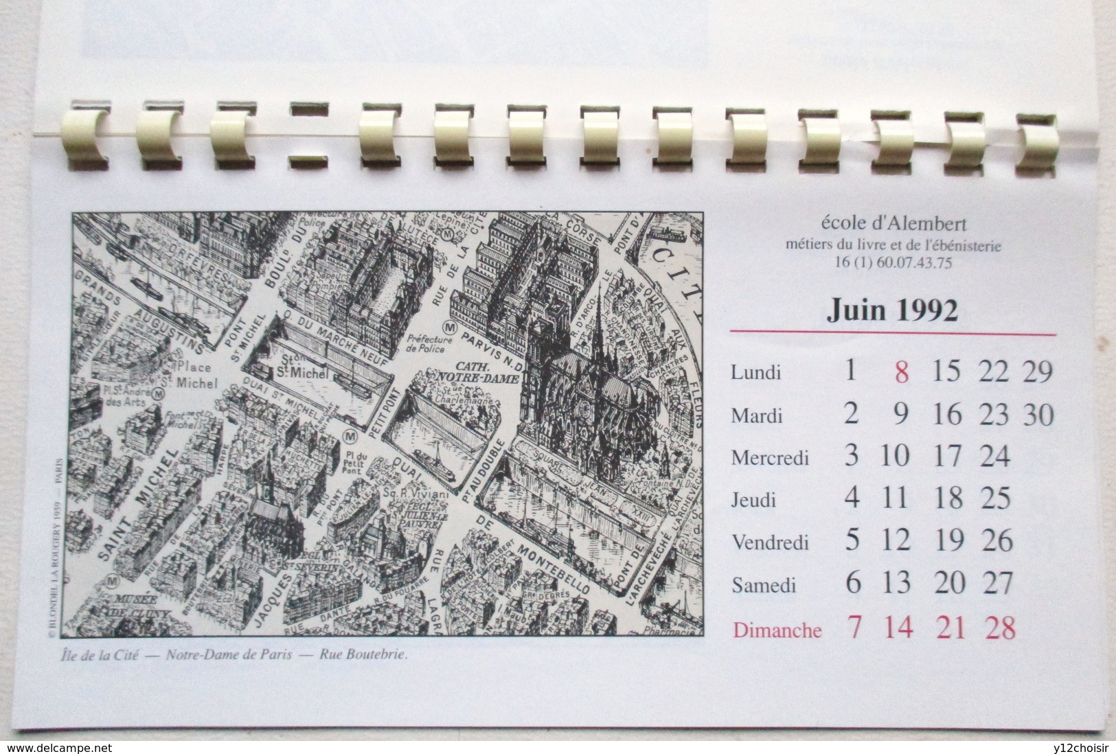 CALENDRIER COMPLET 1992 PLAN DE PARIS EN ELEVATION A VOL D OISEAU . PLAN DE TURGOT . ECOLE D ALEMBERT MONTEVRAIN