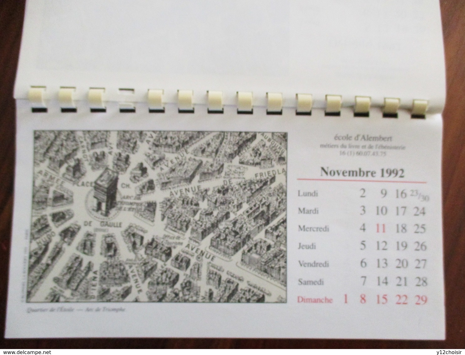 CALENDRIER COMPLET 1992 PLAN DE PARIS EN ELEVATION A VOL D OISEAU . PLAN DE TURGOT . ECOLE D ALEMBERT MONTEVRAIN