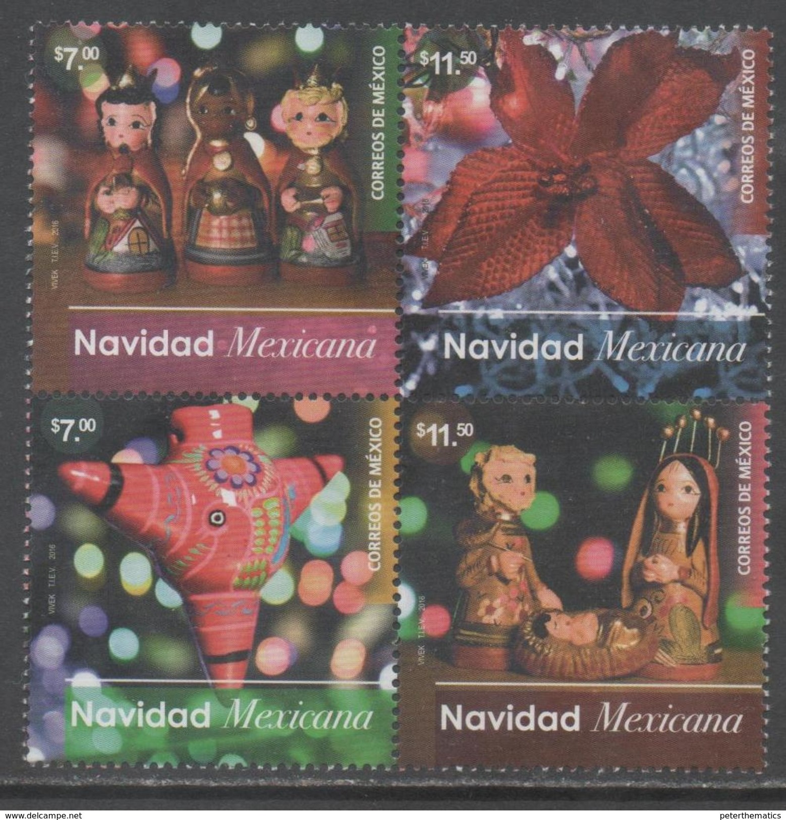 MEXICO, 2016, MNH,CHRISTMAS, DECORATIONS, LOCAL DECORATIONS,4v - Christmas