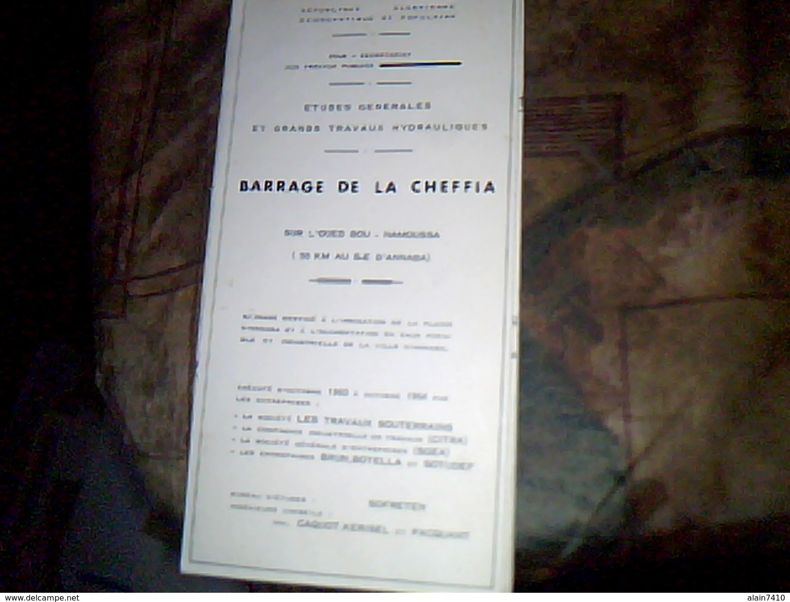 Carte Plan  Archives  Etude Generales Et Travaux Hydrauliques  Republique Algerienne  Barrage De  La Chiffa Annee 60/64 - Obras Públicas