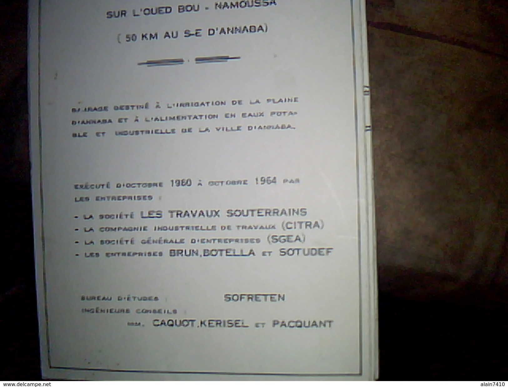 Carte Plan  Archives  Etude Generales Et Travaux Hydrauliques  Republique Algerienne  Barrage De  La Chiffa Annee 60/64 - Obras Públicas