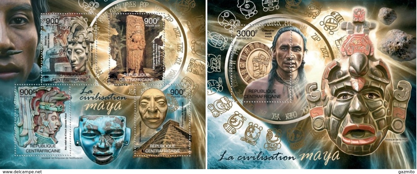 Centrafrica 2012, Maya Civilization, 4val In BF+BF - American Indians