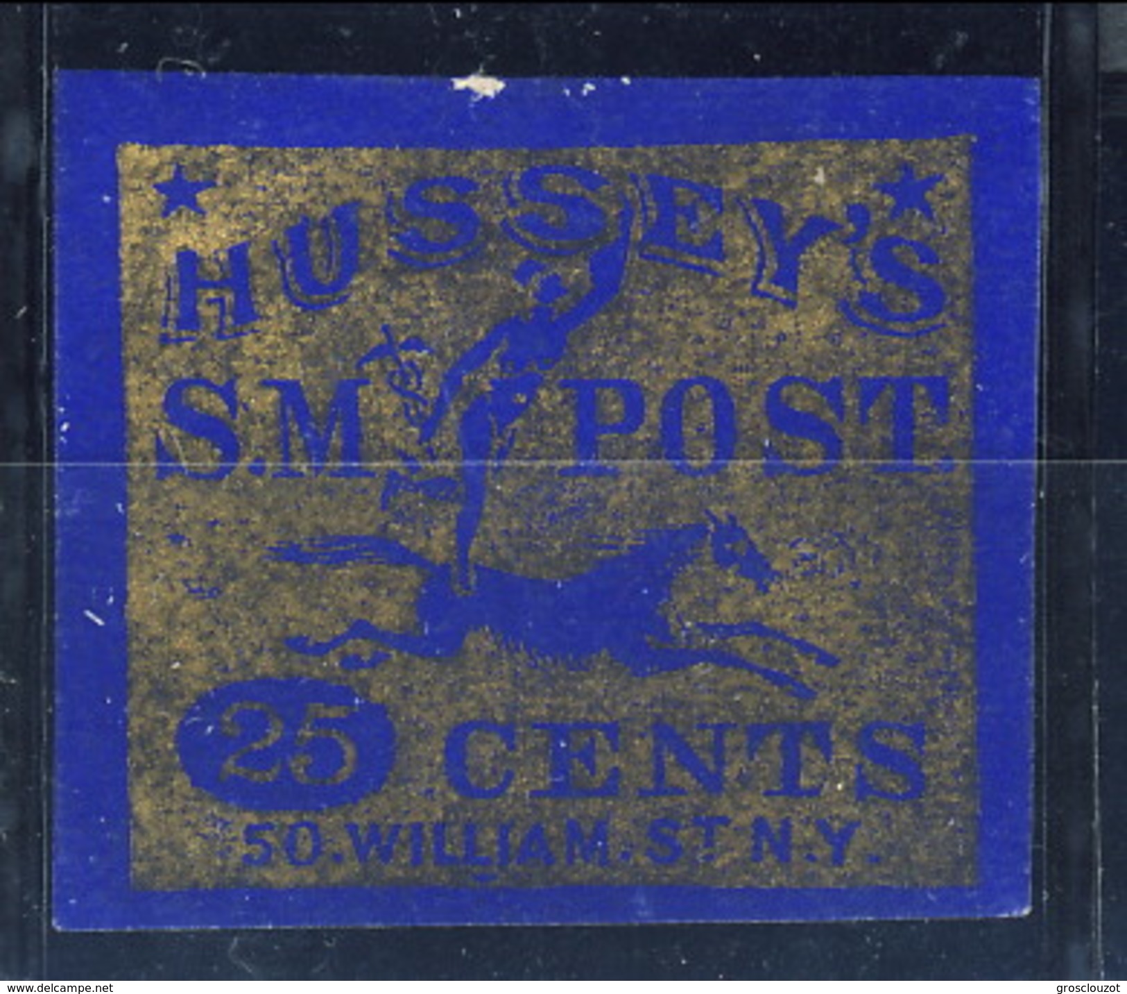 L8/40 US Stamp BOB Local 1863 87LE5 Hussey’s S.M. Post 25c, Wide Margins - Sellos Locales