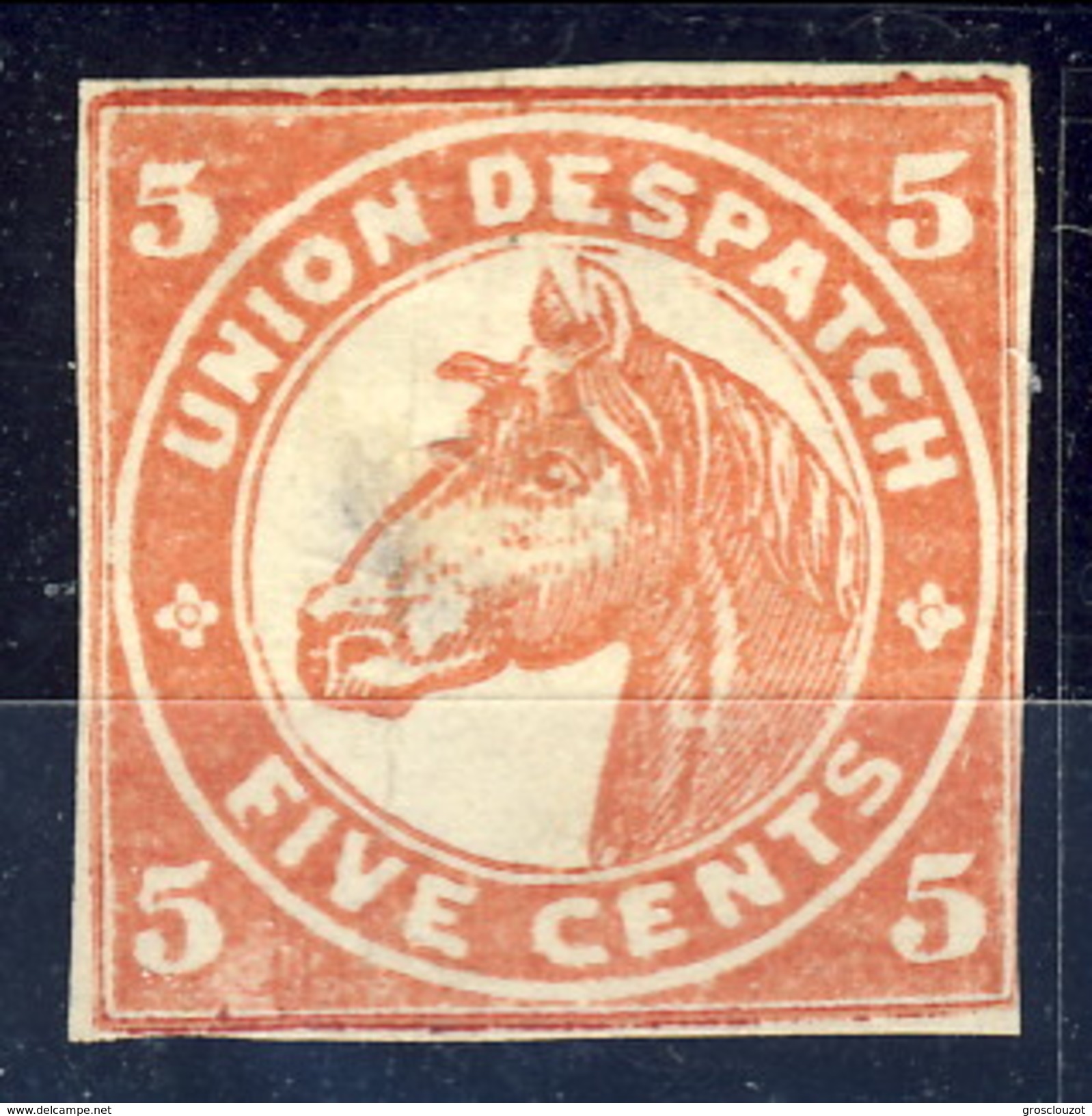 US Local, 1865 Union Despatch Five Cents Rosso, Chicago - 1845-47 Emissions Des Maîtres De Postes