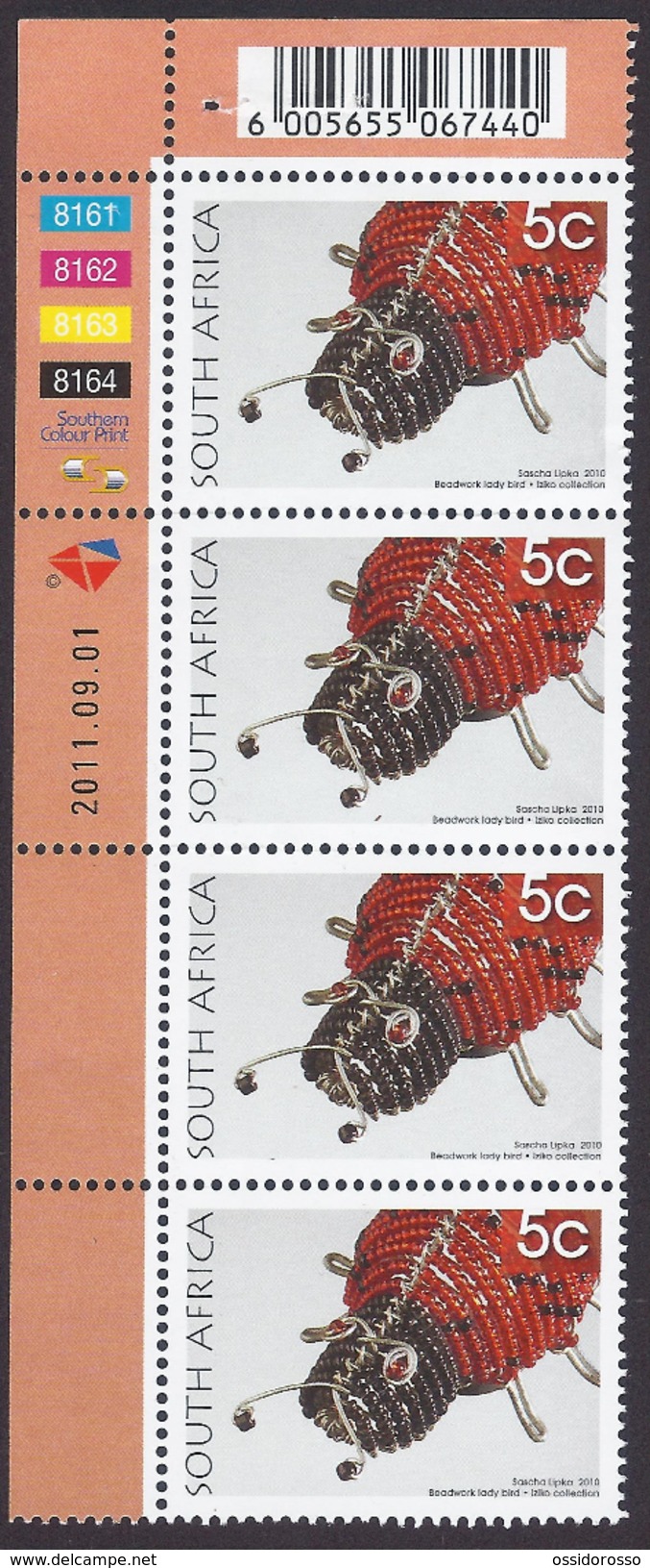 2010 - Beadwork Lady Bird - Mi:ZA 1989 - 2011-09-01 - MNH - Blocchi & Foglietti