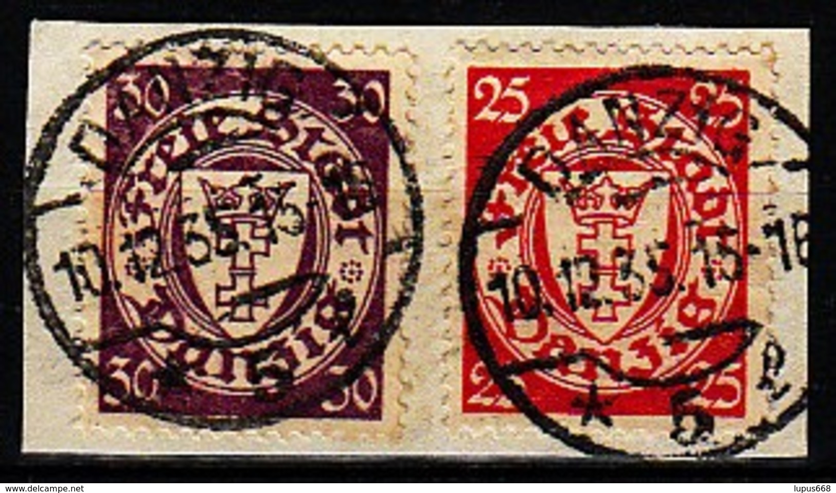 Freie Stadt Danzig  1935 MiNr. 247, 246  O/ Used  Briefstück/ Piece ;  Wappen - Gebraucht