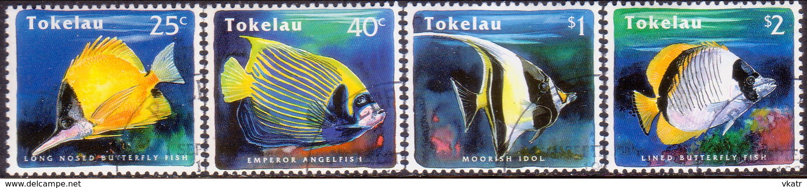 TOKELAU 1995 SG 224-28 Compl.set + M/s Used Reef Fishes - Tokelau