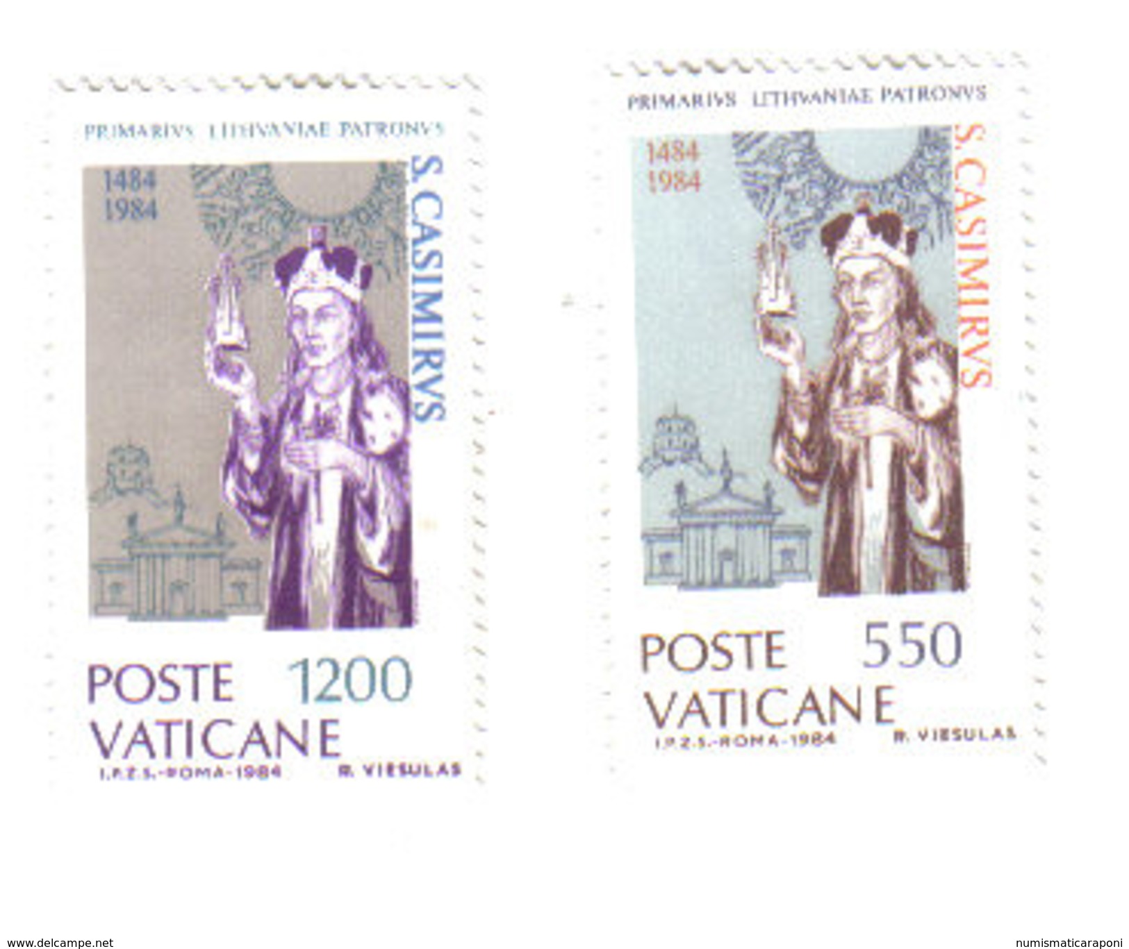 CITTA' DEL VATICANO 1984 5° CENTENARIO MORTE S. CASIMIRO DI LITUANIA 550+1200 LIRE NUOVI ** COD.FRA.113 - Nuovi