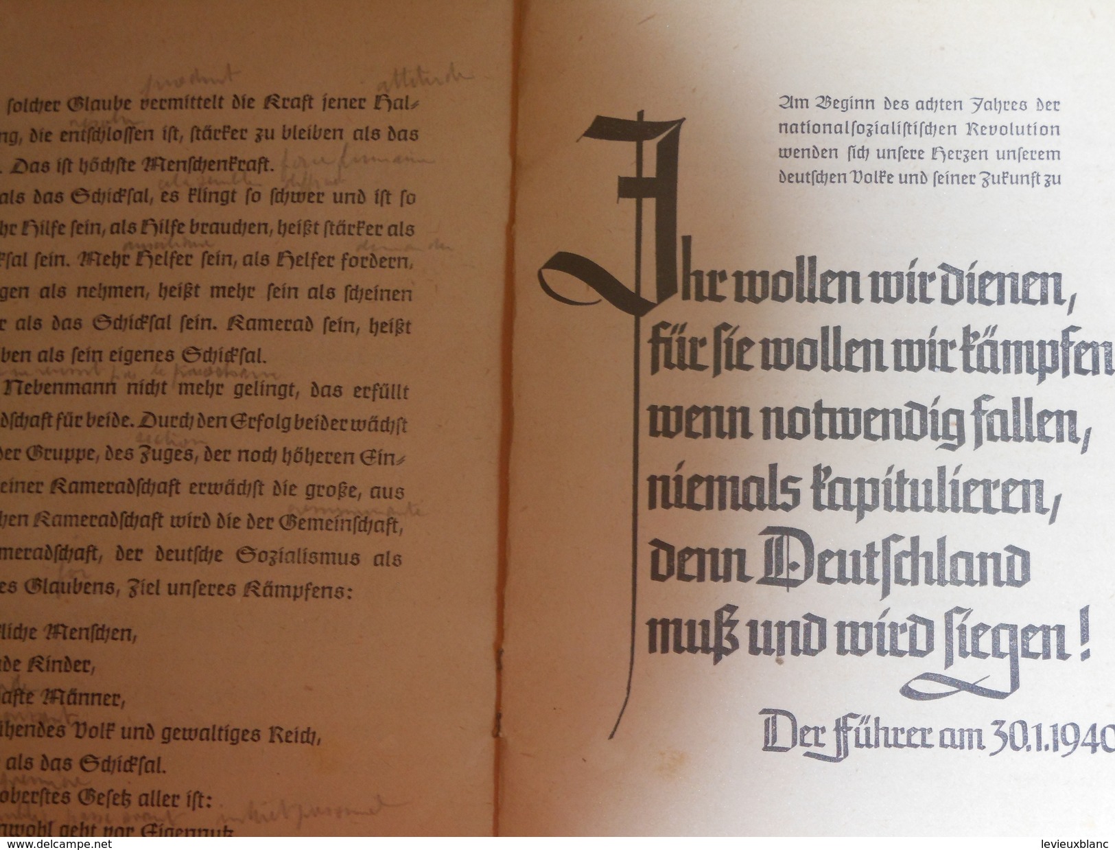 Primaire Allemand/Mots à Des Camarades/Deutsche Fibel/Tapferleit Ehre Vernunft Und Glaube/Limpert/Berlin/1940     LIV112 - Other & Unclassified