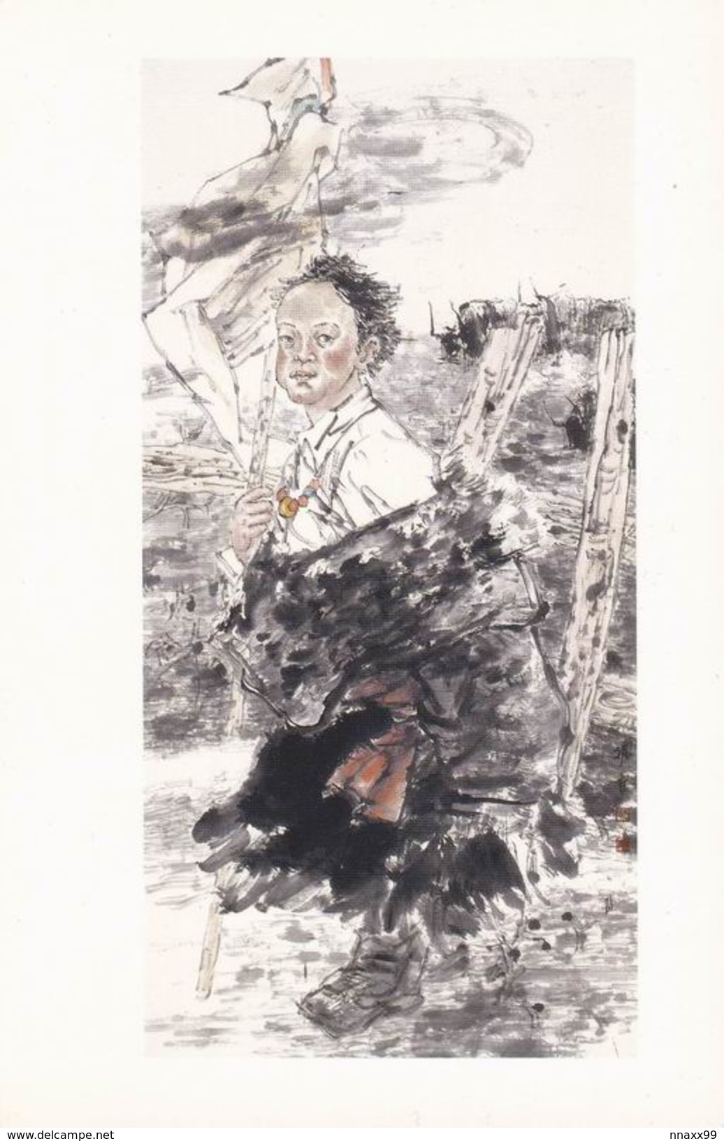 Art - Tibetan Woman, Chinese Painting Of LI Zhenliang - B - Tibet