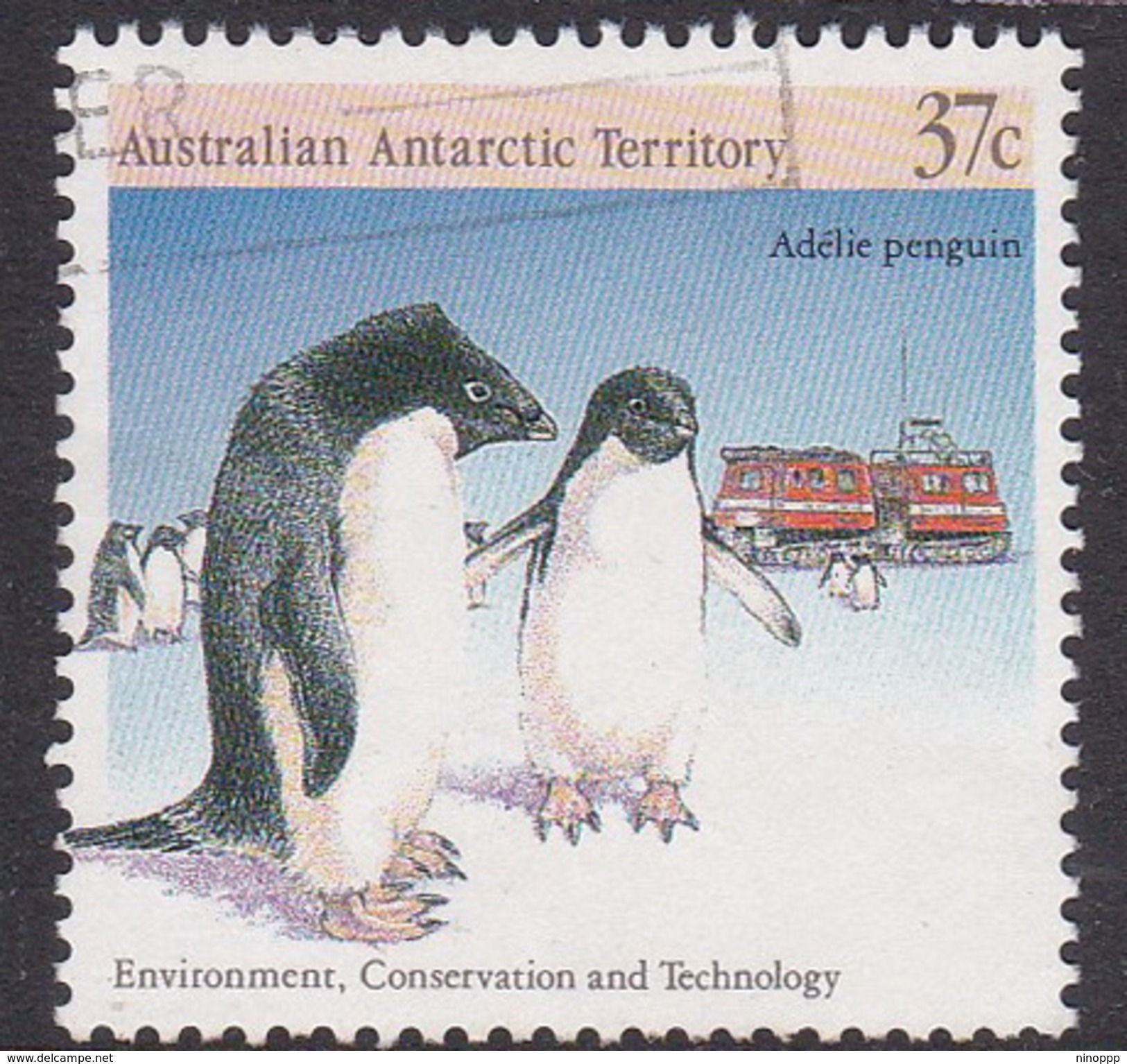 Australian Antarctic Territory  S 82 1988 Environment, Conservation And Technology 37c Penguins And Snow Vehicle Used - Usati