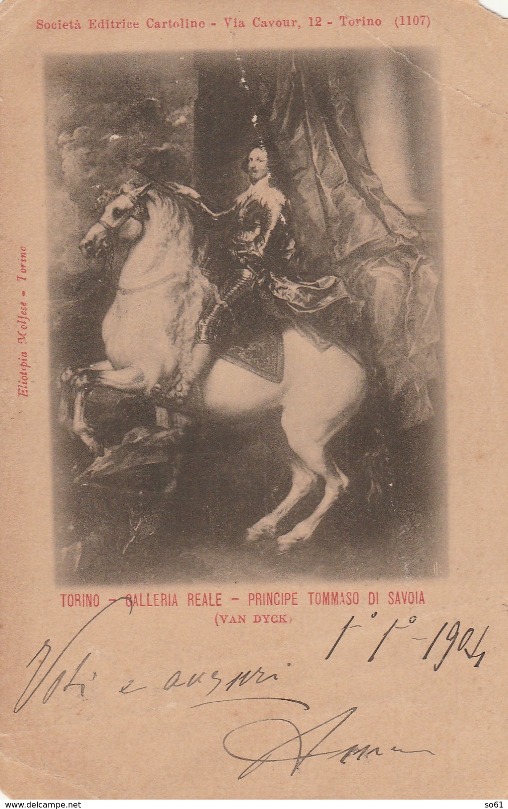 6259 Lc.   Torino - Galleria Reale - Principe Tommaso Di Savoia ( Van Dyck) Per Tenente Artiglieria Vigevano 1904 - FP - Musées