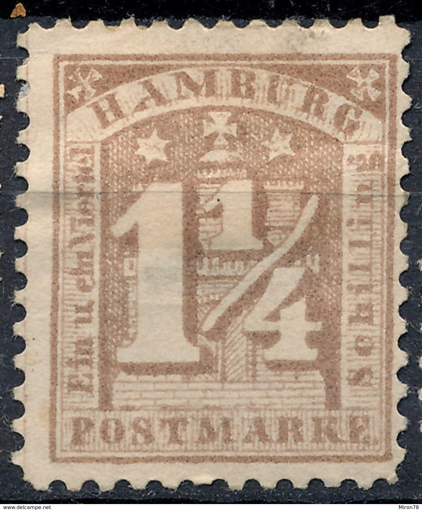 Stamp German States Hamburg 1864 1 1/4s Mint Lot#3 - Hambourg