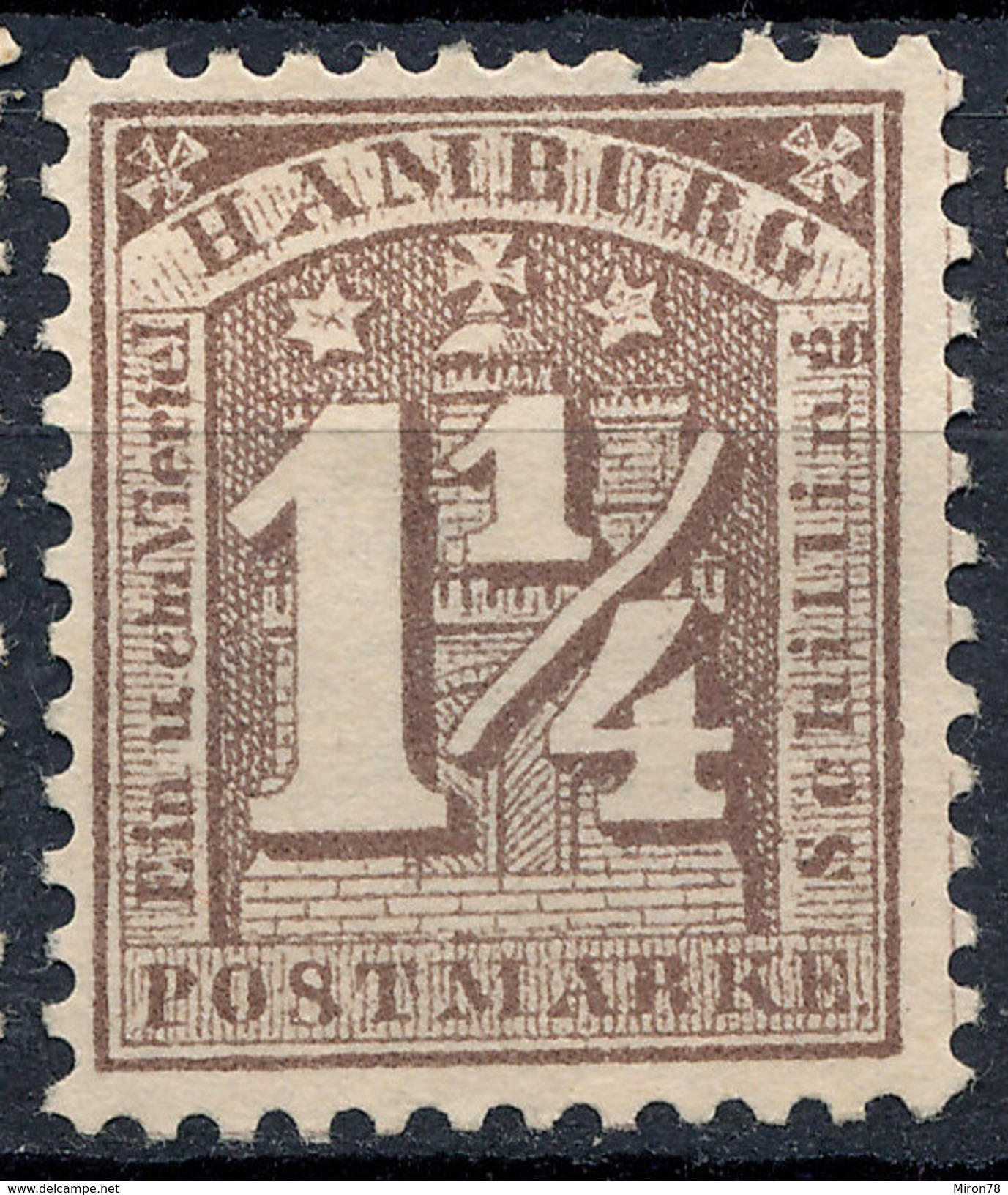 Stamp German States Hamburg 1864 1 1/4s Mint Lot#5 - Hambourg