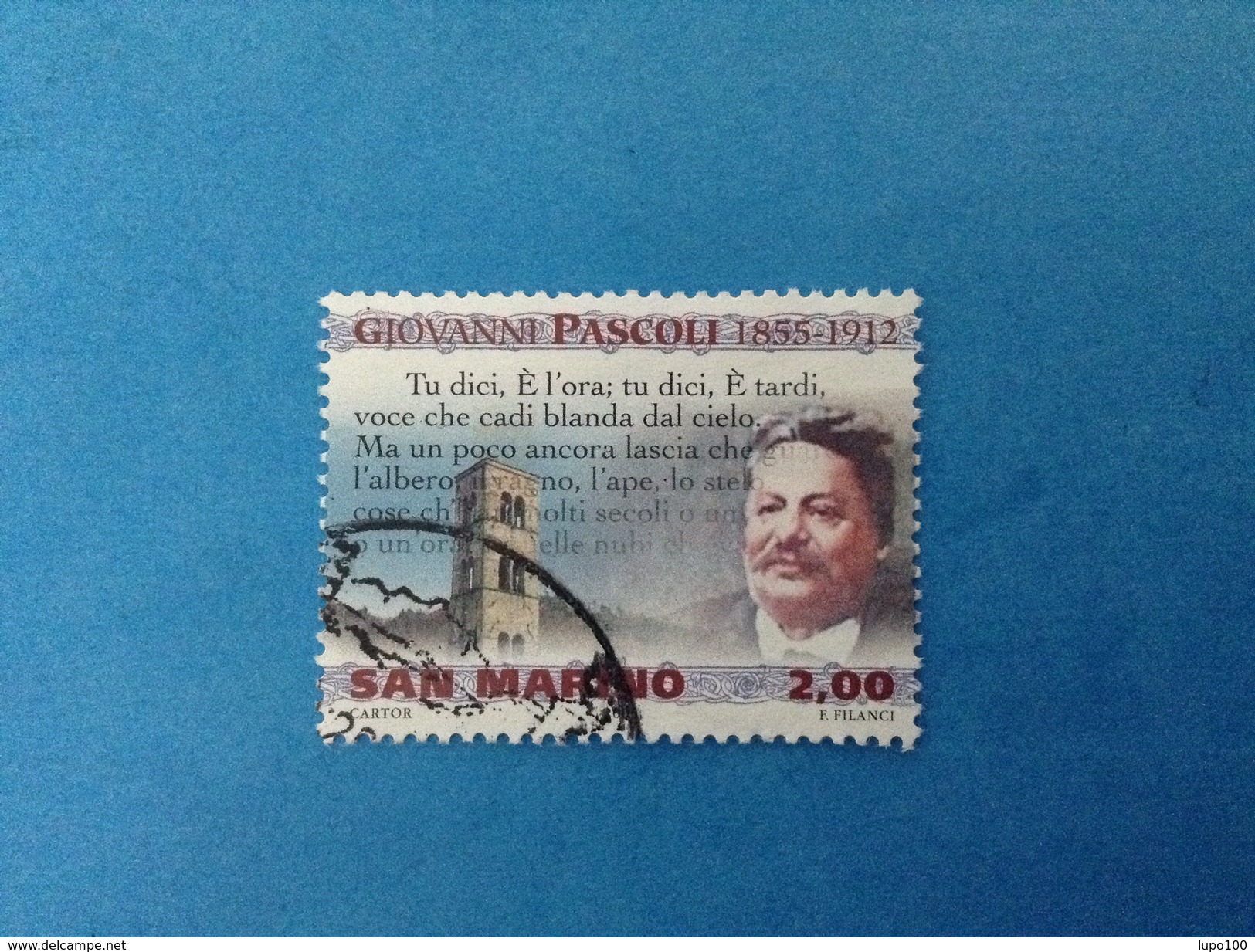 2005 SAN MARINO FRANCOBOLLO USATO STAMP USED - GIOVANNI PASCOLI 2,00 - - Usati