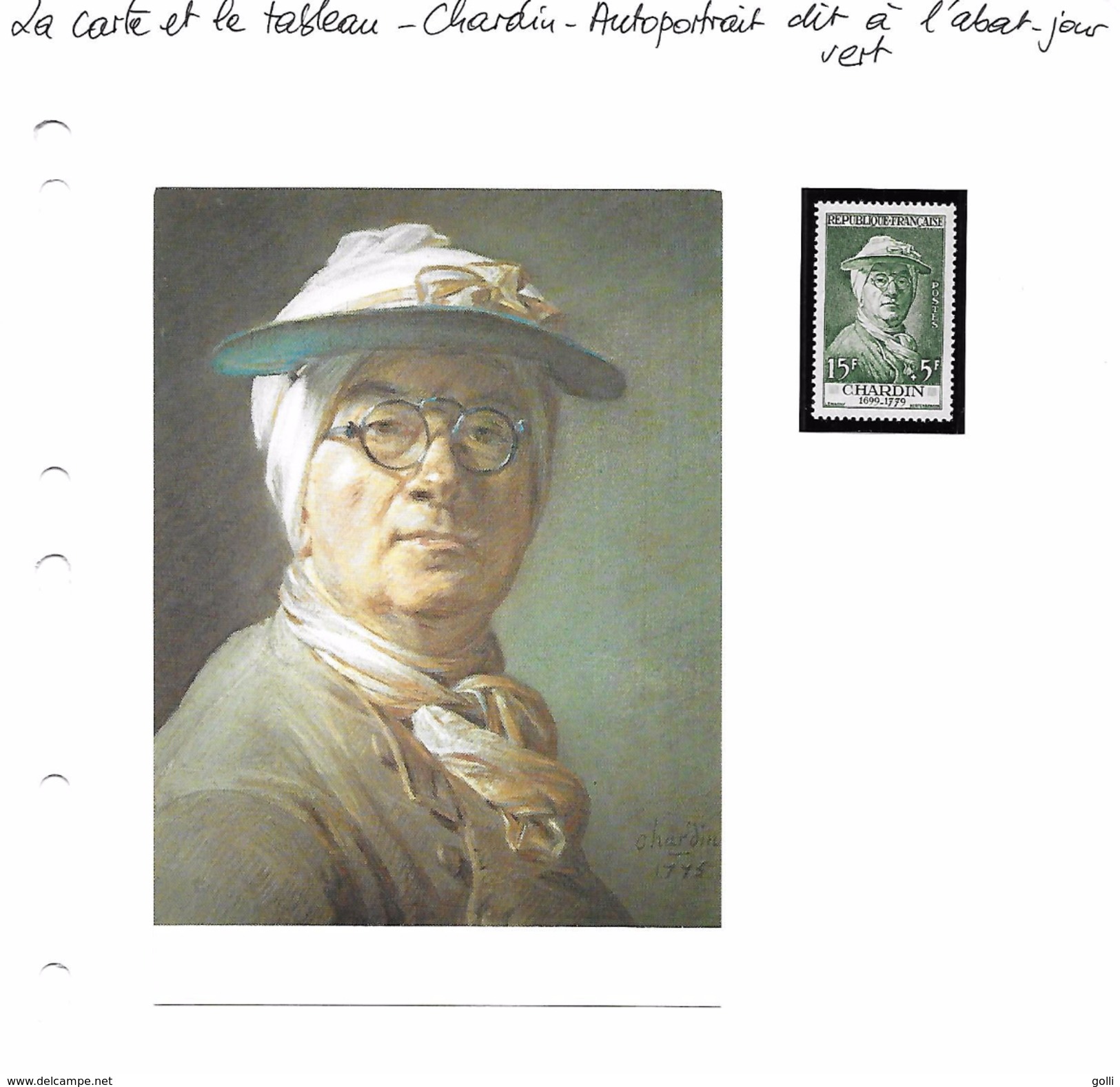 La Carte Et Le Tableau - Chardin - Autoportrait, Dit à L'abat-jour Vert - Autres & Non Classés