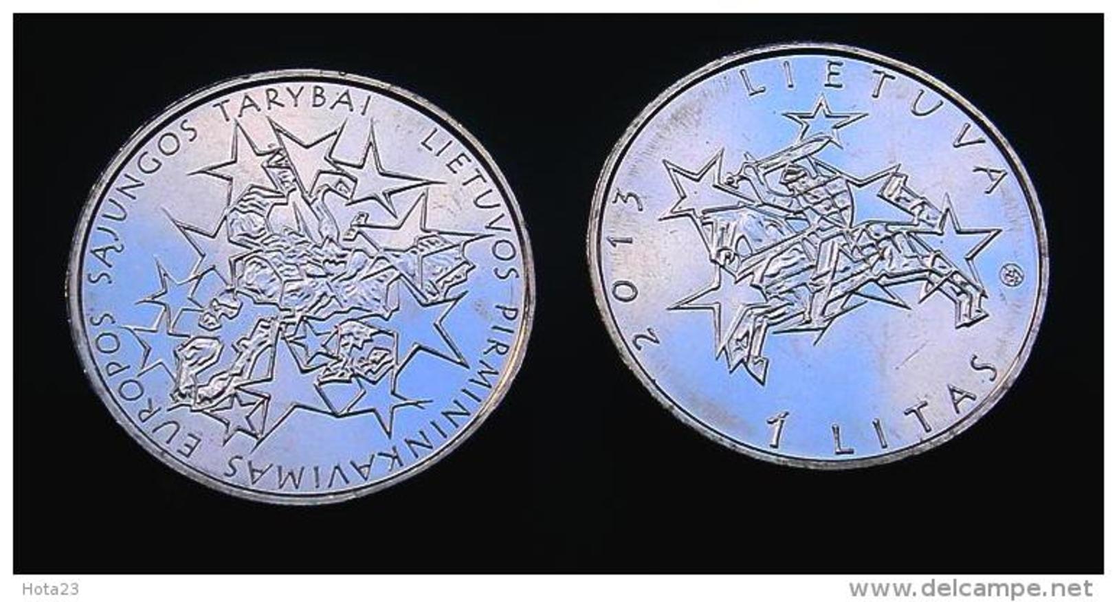 2013 LITHUANIA 1 LITAS 2013 EU PRESIDENCY UNC EUROPE UNION  STARS COIN From Mint Roll - Lituania