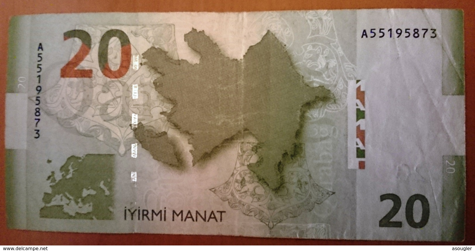 Azerbaijan 20 MANAT 2005 F-VF P-27  (free Shipping Via Registered Air Mail) - Azerbeidzjan