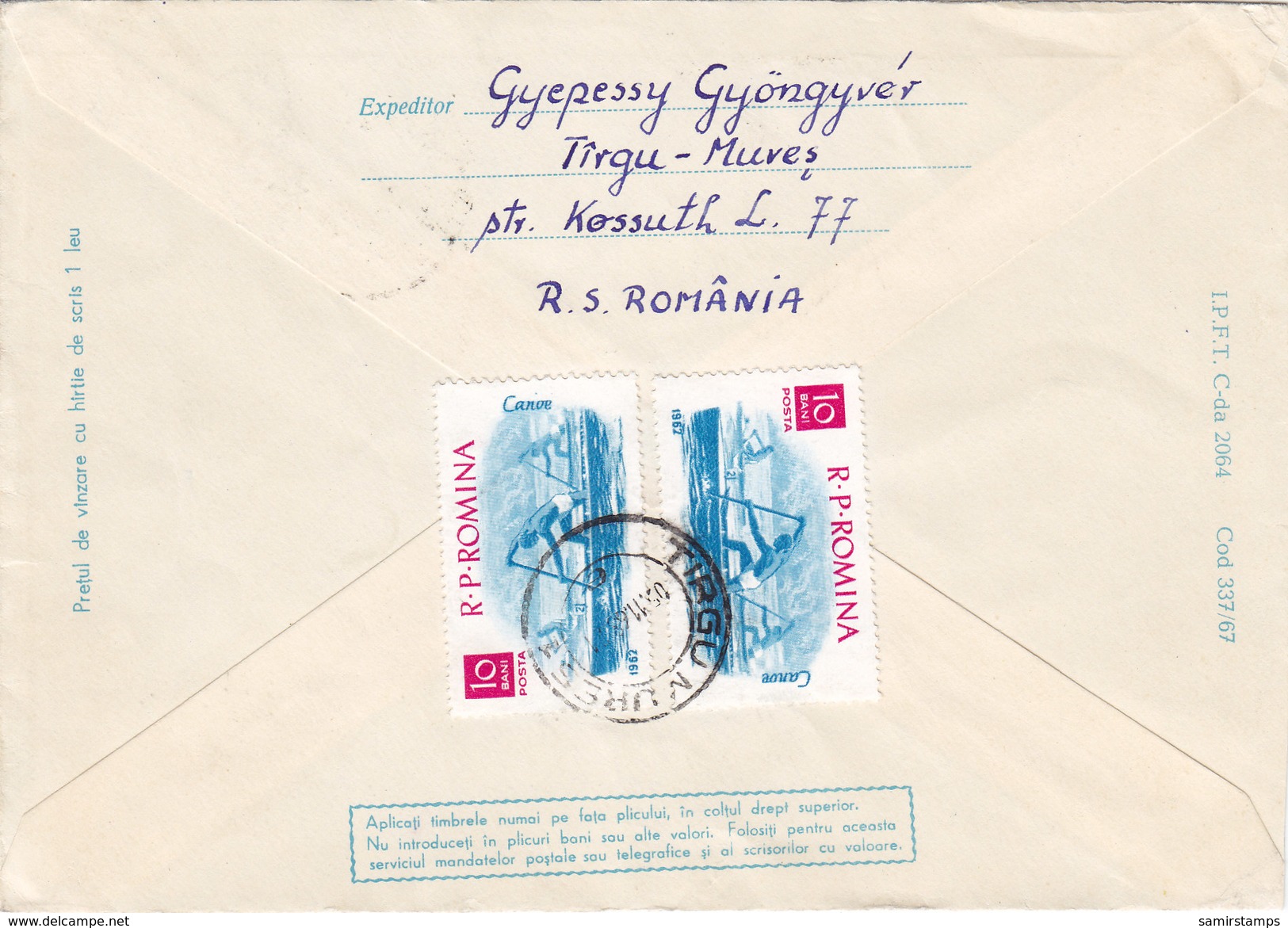 Romania Com.Registr.cover 1963, Franked Mariner 4 ,verso Scan- Nice Space Cover - Red. Price - SKRILL Pay. - Covers & Documents