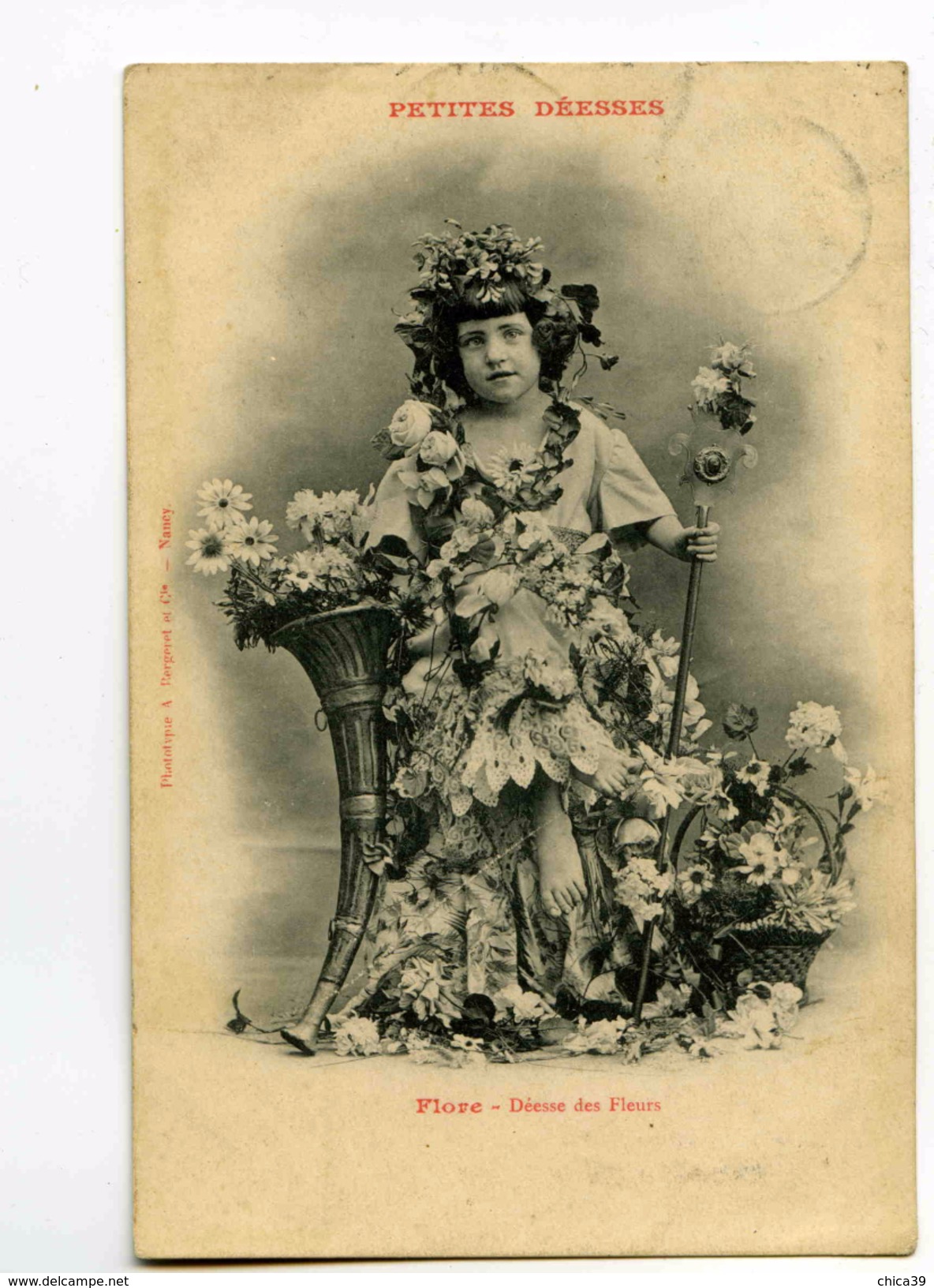 C   19614   -   5 Cartes  -  Les Petites Déesses,  -  Diane - Terpsichore - Flore - Junon - Minerve - 1903 -  Bergeret - Autres & Non Classés