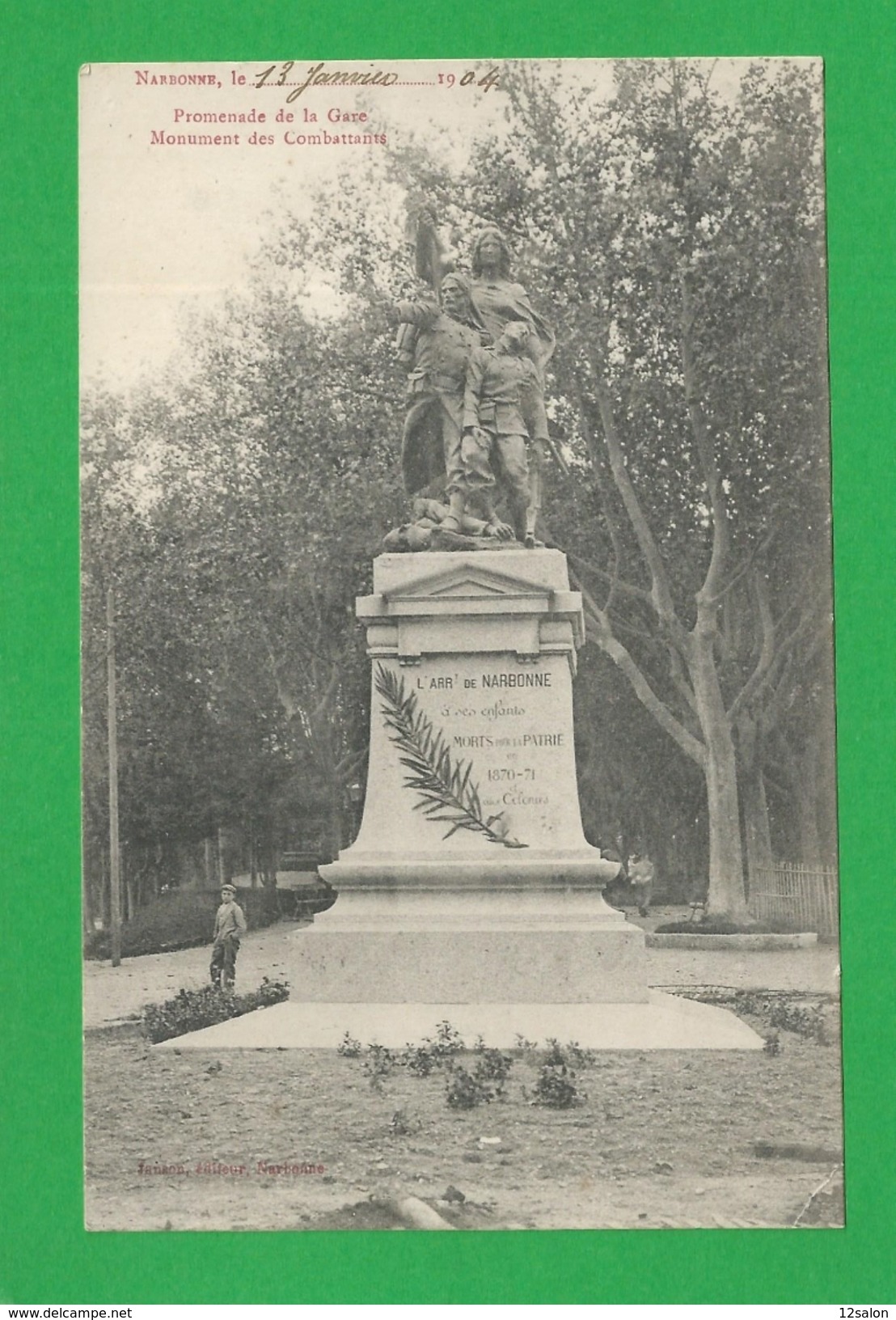 CARTE POSTALE  NARBONNE Monument Des Combattants - Narbonne