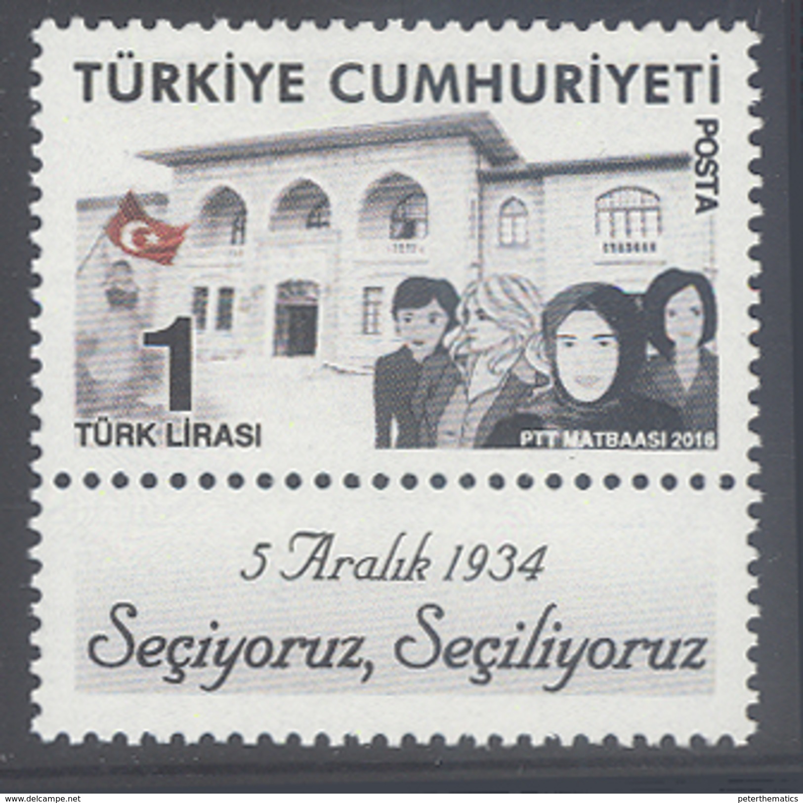 TURKEY, 2016, MNH, WOMEN'S RIGHTS, 1v - Porcelain