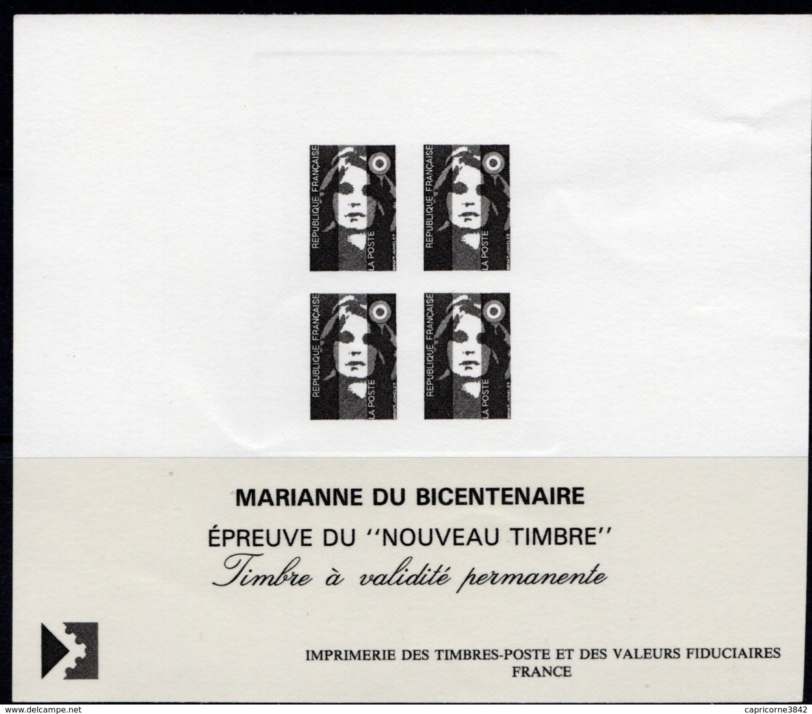 1993 - Epreuve Du "NOUVEAU TIMBRE" A Validité Permanente "MARIANNE DU BICENTENAIRE" (Tp N°2806) - Luxury Proofs