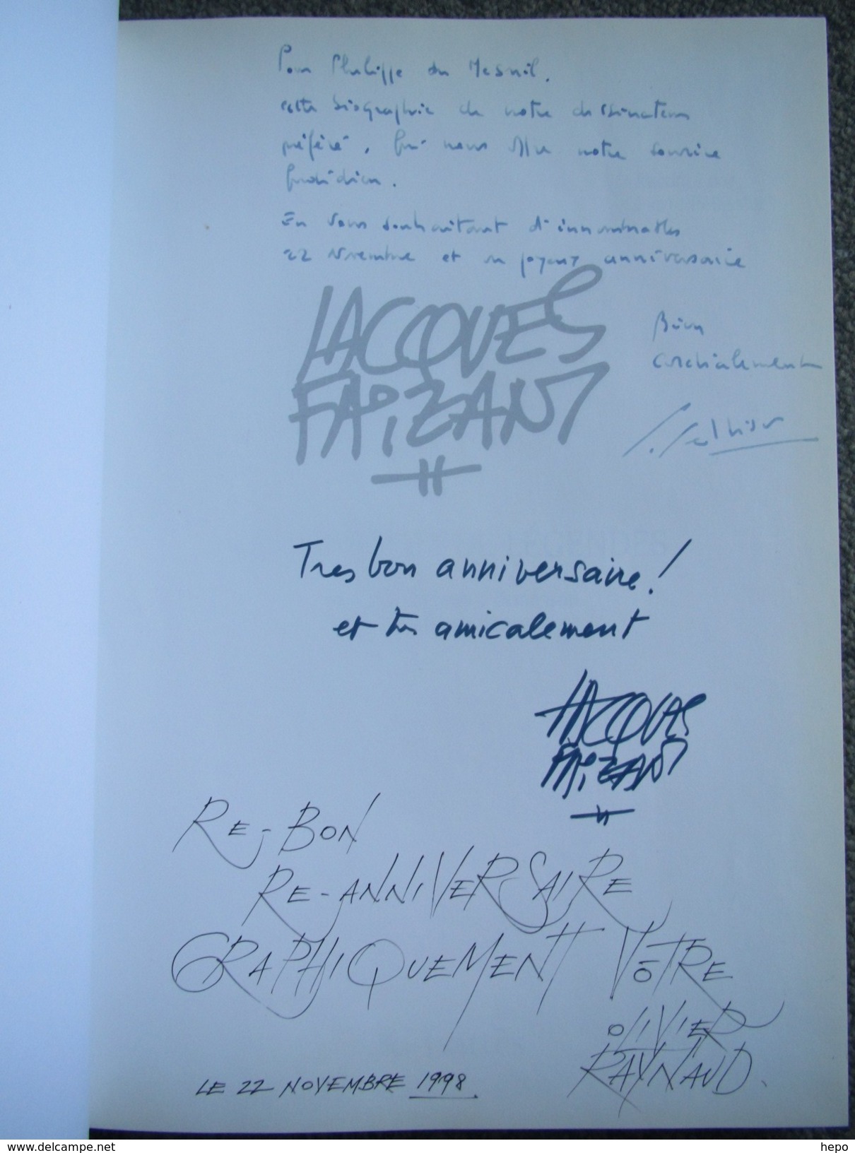 Jacques Faizant - Dessinateur De Legende - Triple Envoi Autographe Dedicace - Collections