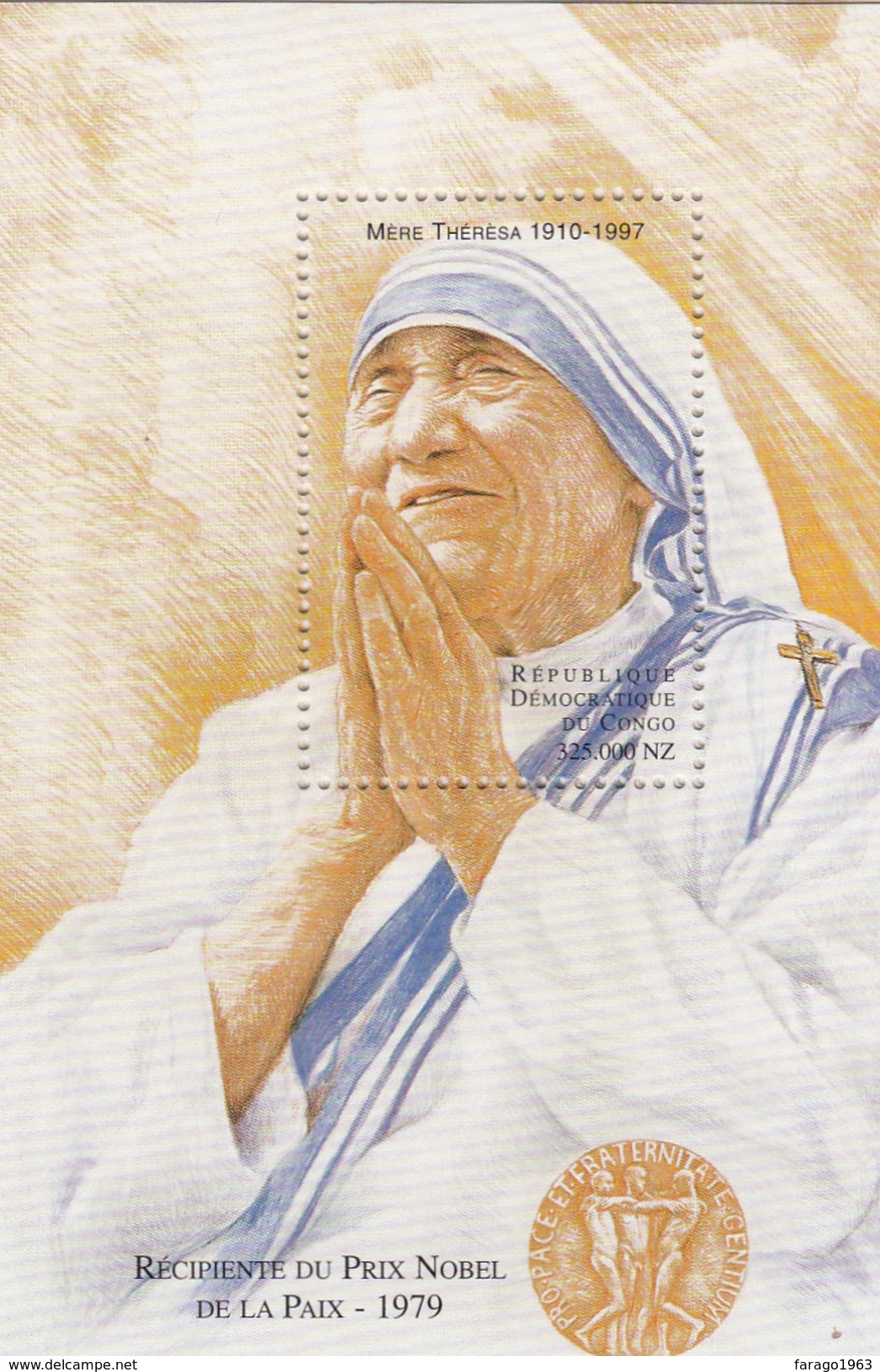 1998 Congo Saint Mother Teresa Religion Miniature Sheet Of 6 + Souvenir Sheet - Mutter Teresa