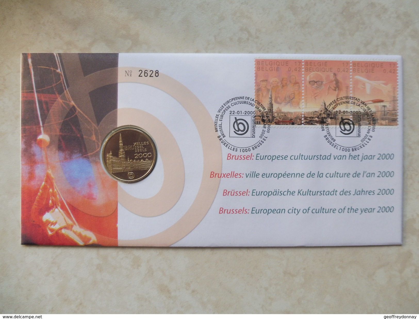 Enveloppe Numismatique Belgique Belgie  Ville Européenne De La Culture - FDC, BU, BE & Estuches