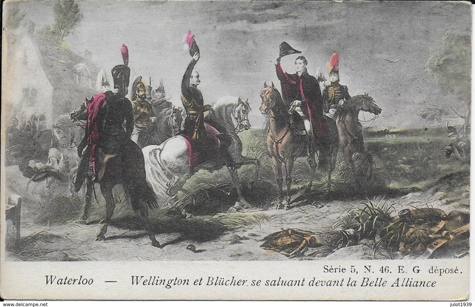 WATERLOO ..-- WELLINGTON Et BLUCHER Devant La Belle Alliance . NAPOLEON . - Waterloo