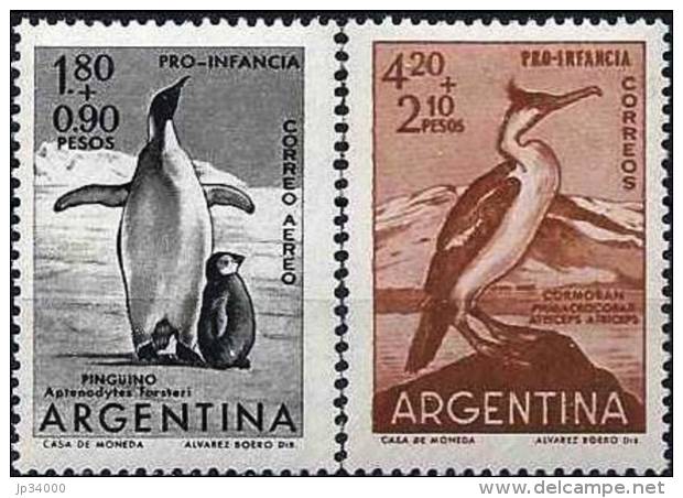 ARGENTINE, Oiseaux, Manchots, Cormoran. Yvert N° 636+ PA 82** MNH - Pingouins & Manchots