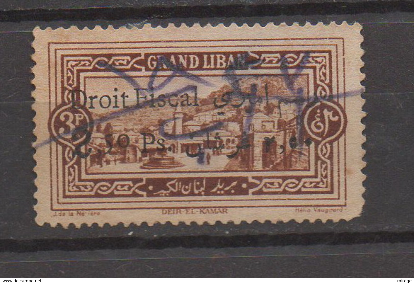 Grand Liban 1925 Overprint Droit Fiscal 2.50p On 3p Used Stamp Revenue Lebanon , Liban Libano - Lebanon