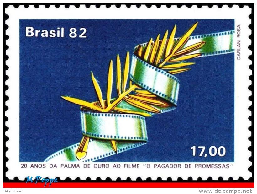 Ref. BR-1804 BRAZIL 1982 FILM &amp; MOVIE, GOLDEN PALM, THE PROMISE, KEEPER FILM, MI# 1904, MNH 1V Sc# 1804 - Cinema
