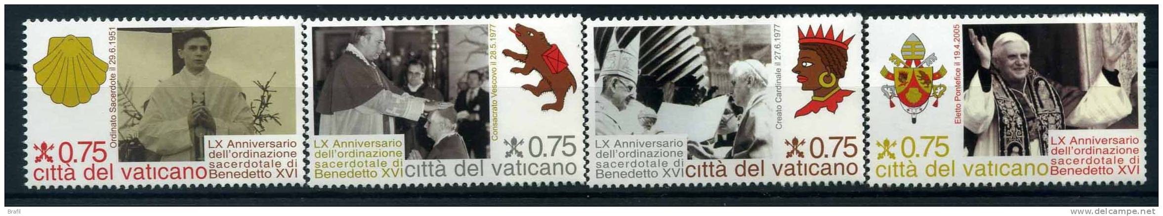 2011 Vaticano, LX Ann. Ordinazione Sacerdotale Benedetto XVI , Serie Completa Nuova (**) - Ungebraucht