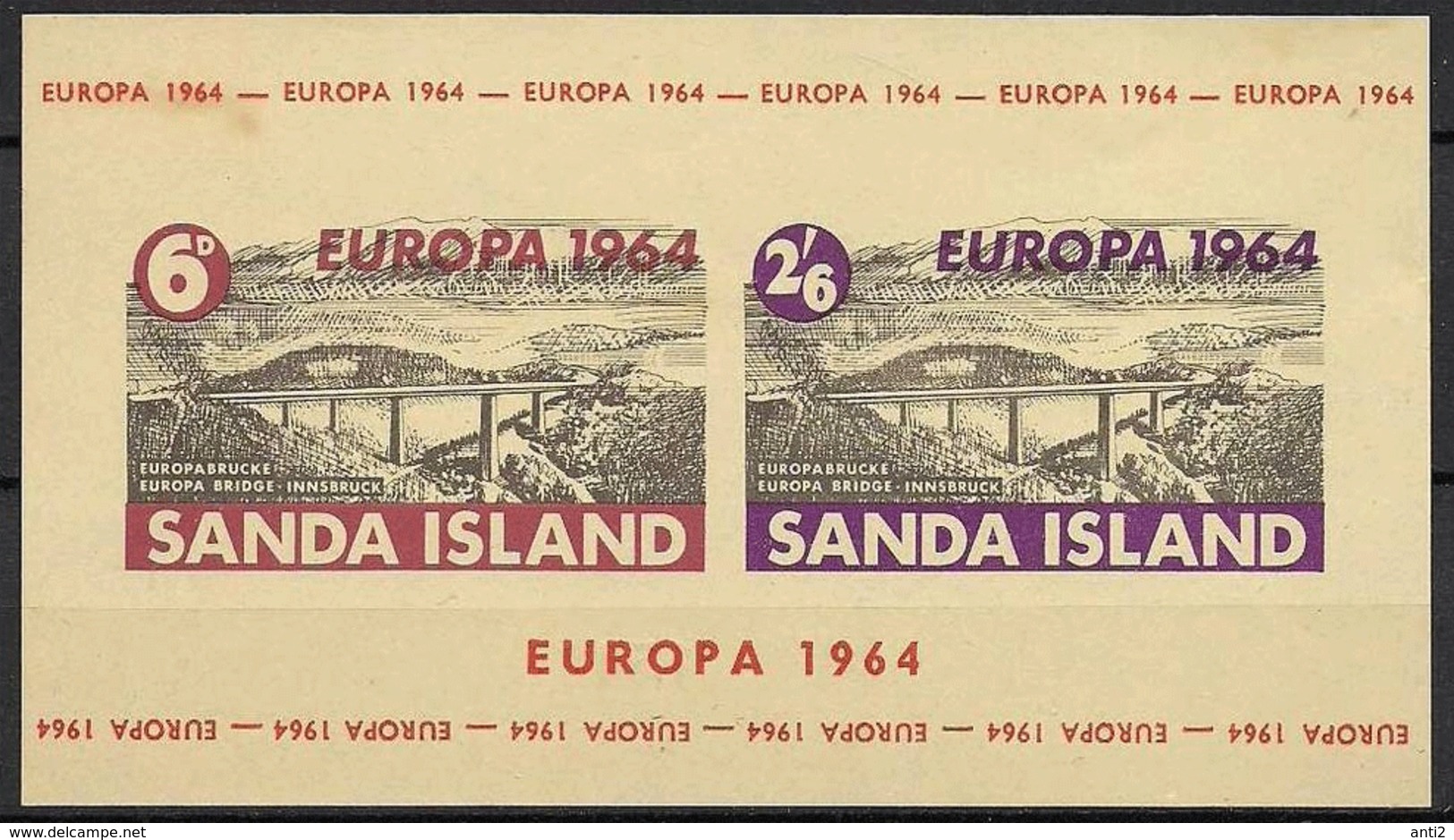 Great Britain - Sanda Islands 1964 Europe  Bloc  - Imperforated - Greybrown Paper MNH(**) - Local Issues