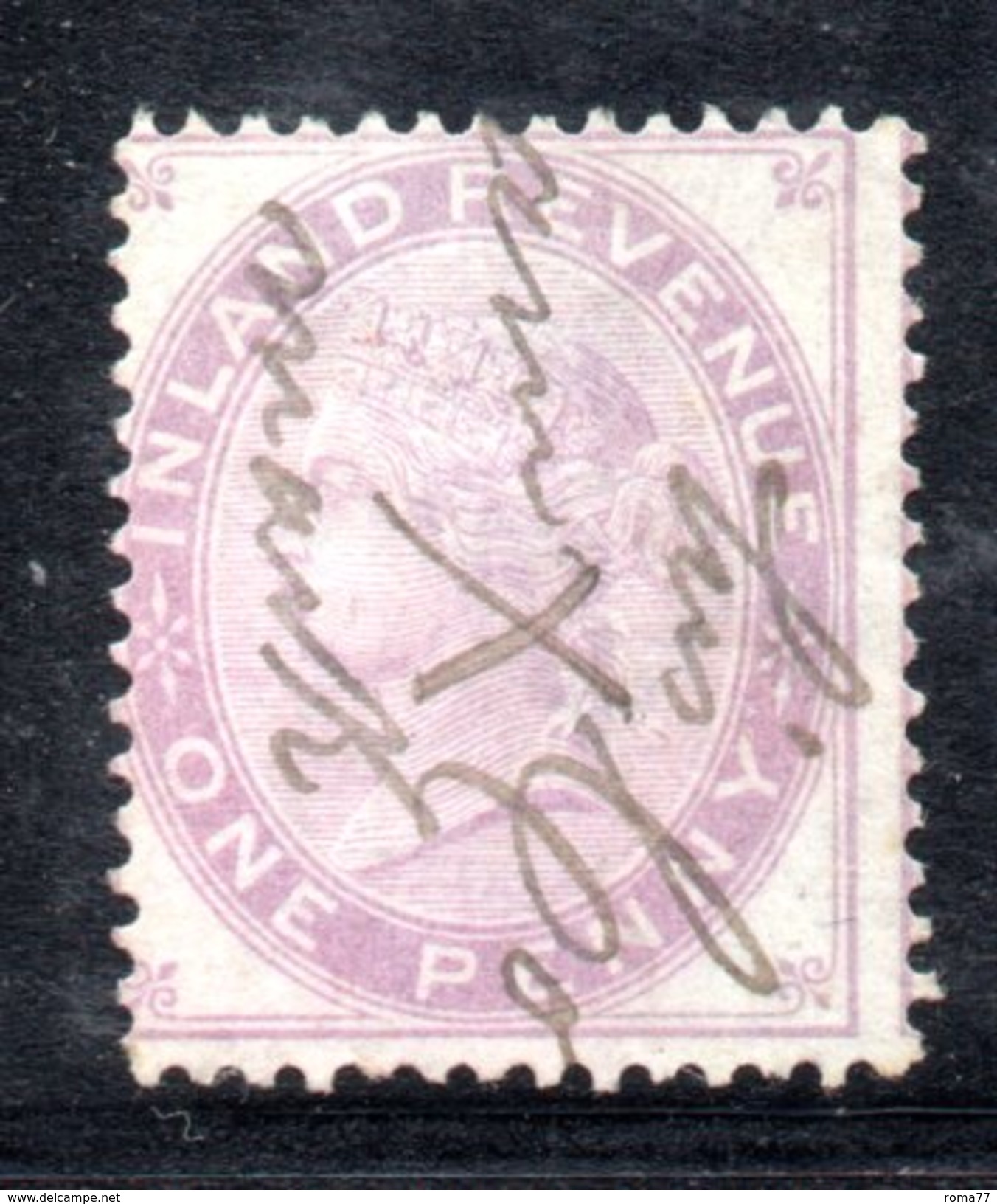 XP2972 - GRAN BRETAGNA 1884 , Fiscali 1 Pence Filigrana Globo - Revenue Stamps