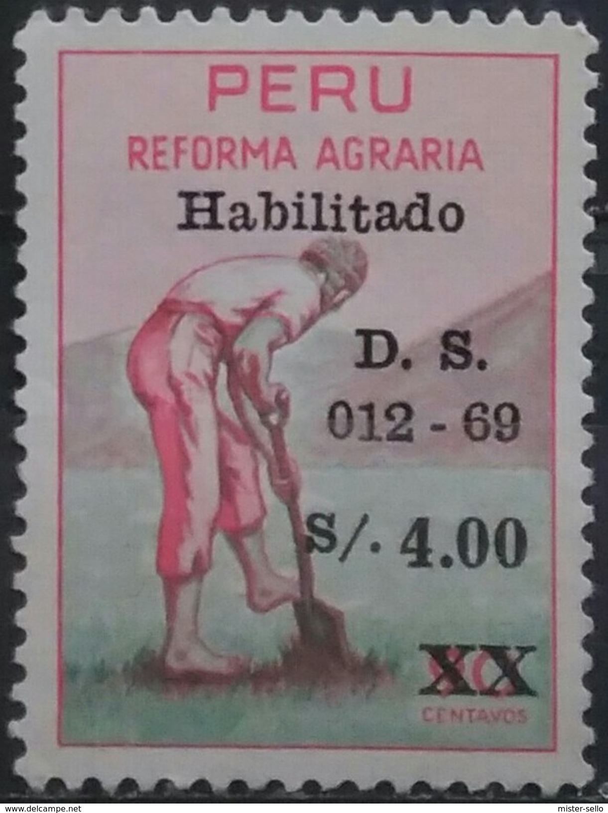 PERÚ 1969 Reforma Agraria. Serie No Emitida Sobrecargada. Lima. USADO - USED. - Peru