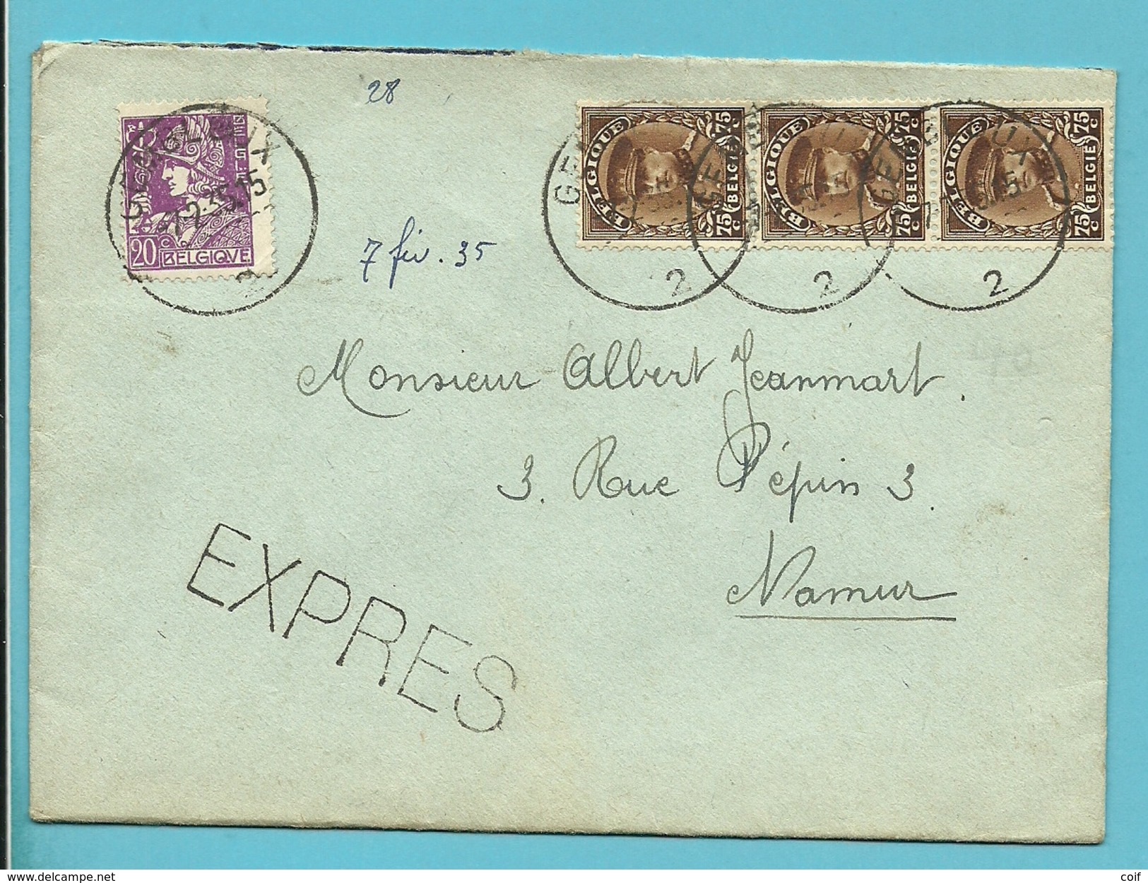 338+341 Op Brief Per EXPRES Met Stempel GEMBLOUX 2 - 1931-1934 Kepi