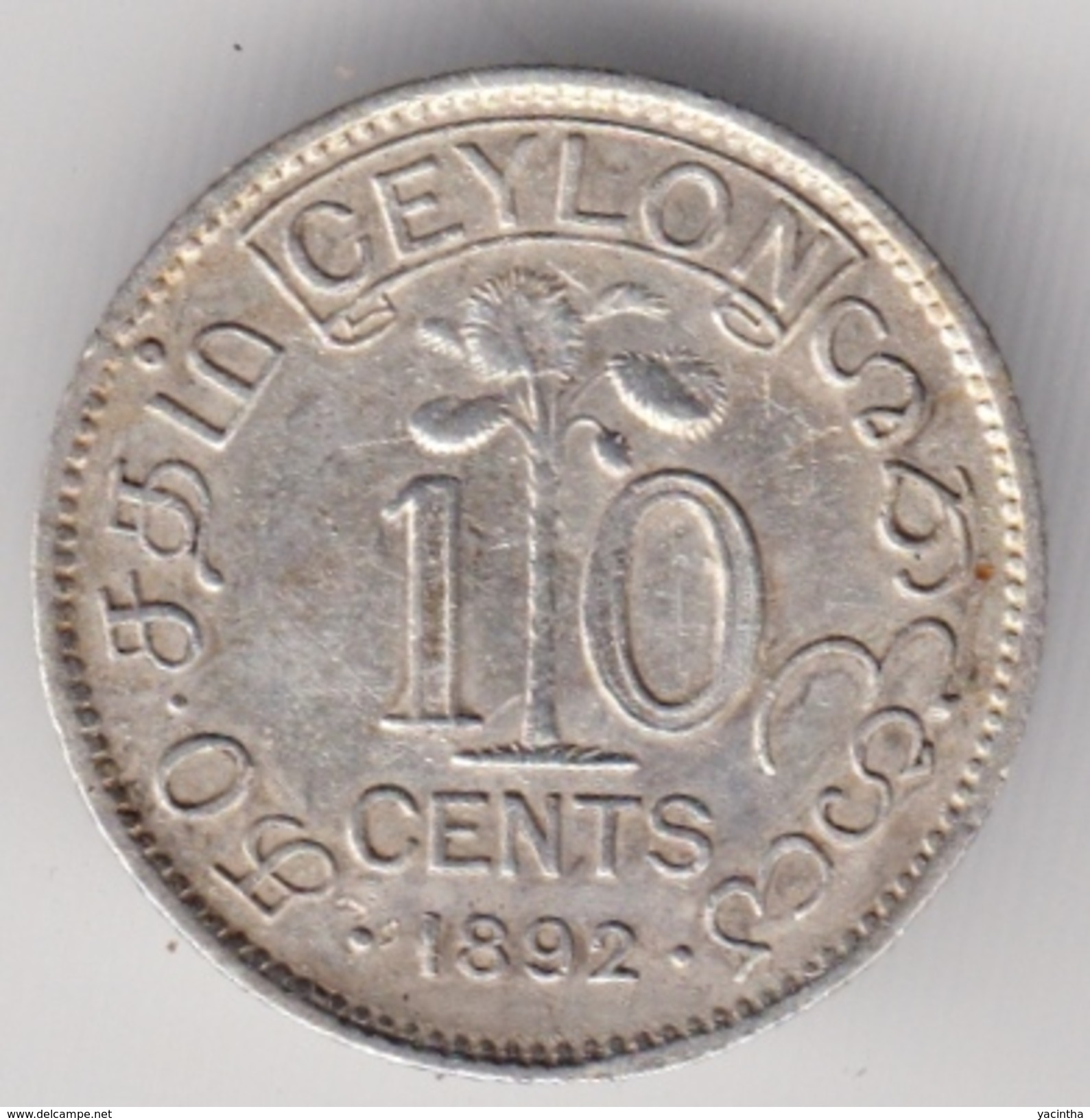 @Y@    Sri Lanka / Ceylon  10  Cents 1892  (4905 ) - Sri Lanka