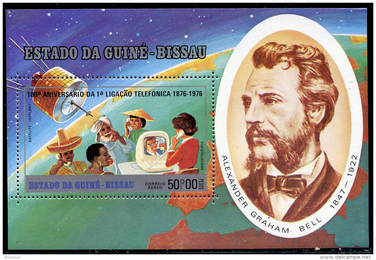 Guinea Bissau, 1976, Centenary Of The Telephone, Bell, Satellite, MNH, Michel Block 29A - Guinea-Bissau