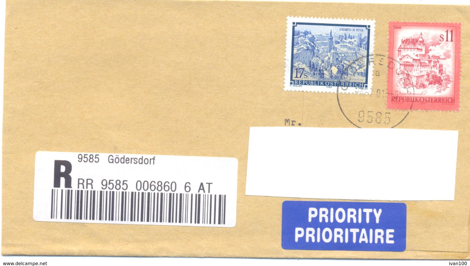 2001. Austria, The Letter Sent By Registered Prioritaire Post To Moldova - Covers & Documents