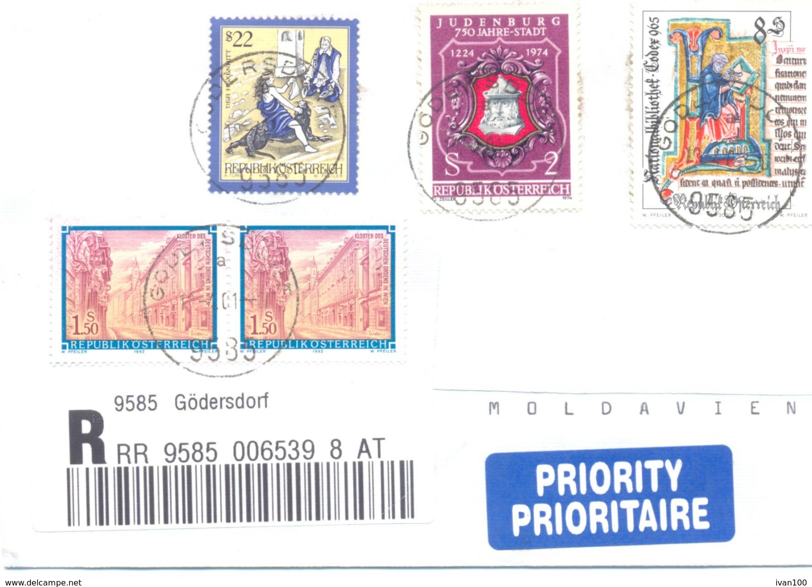 2001. Austria, The Letter Sent By Registered Prioritaire Post To Moldova - Storia Postale