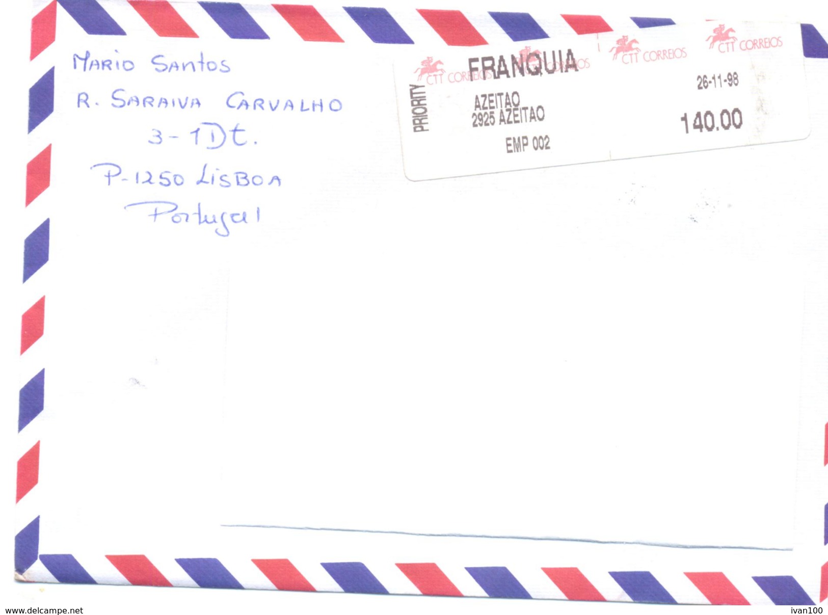 1999. Portugal, The Letter Sent By Air-mail Post To Moldova - Storia Postale