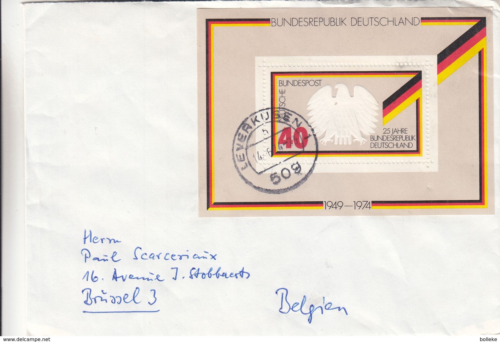 République Fédérale - Lettre De 1974 - Oblit Leverkusen - Aigle - Valeur 6 Euros - Briefe U. Dokumente