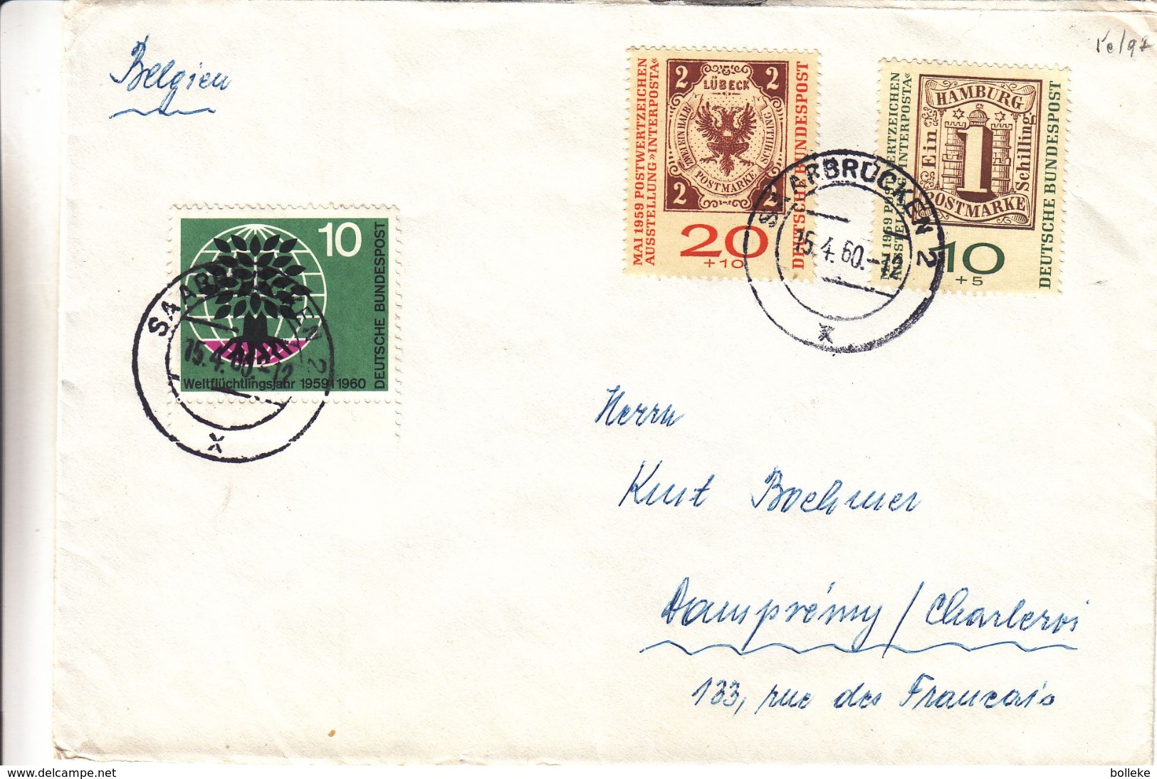 République Fédérale - Lettre De 1960 - Oblit Saarbrucken - Réfugiés - Timbres Sur Timbres - Briefe U. Dokumente