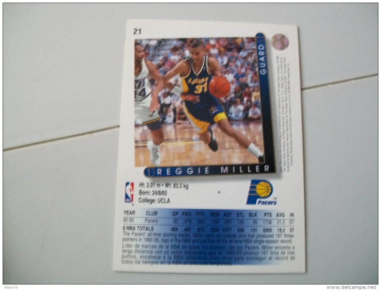 CARTE BASKET NBA UPPER DECK &acute;93-&acute;94 N°21 - Altri & Non Classificati