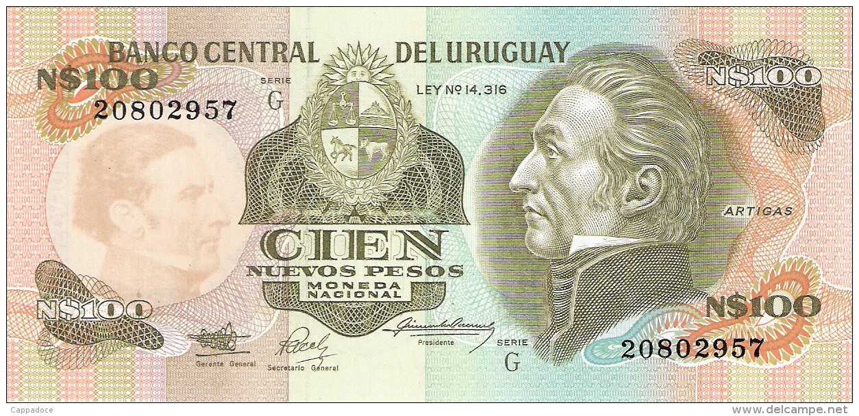 URUGUAY   100 Nuevos Pesos   ND (1987)   P. 62A   UNC - Uruguay