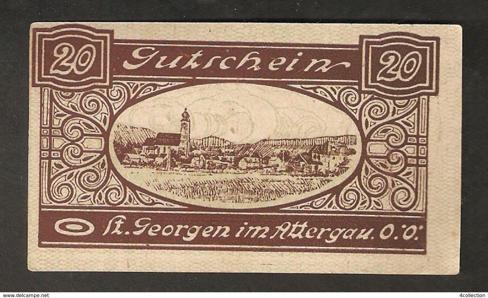 P64-57. Austria Gutschein D. Marktgemeinde St Georgen Im Attergau 20 Heller 1920 Austrian Notgeld Ober-Osterreich Green - Autriche