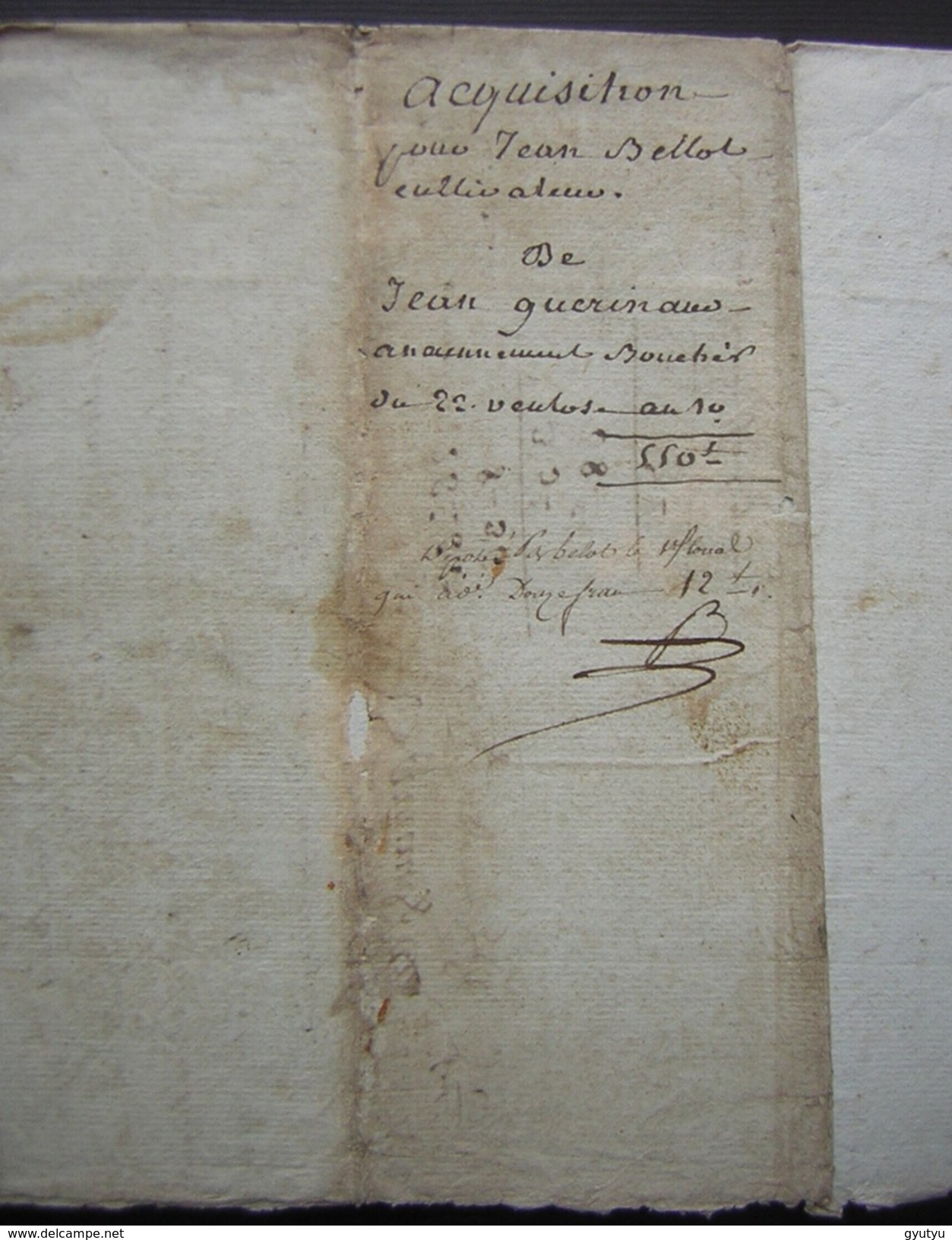 Ventose An 10 Nieul Le Virouil (Charente Maritime), Acquisition Jean Bellot De Jean Guerinaud - Manuscripts